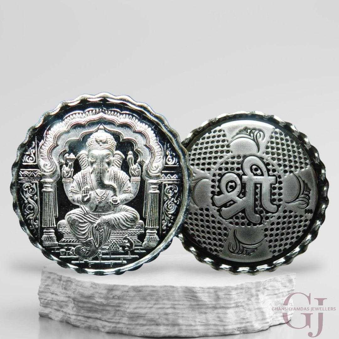 God Ganesh - Silver Coin 24KT Purity 999 Round Shape
