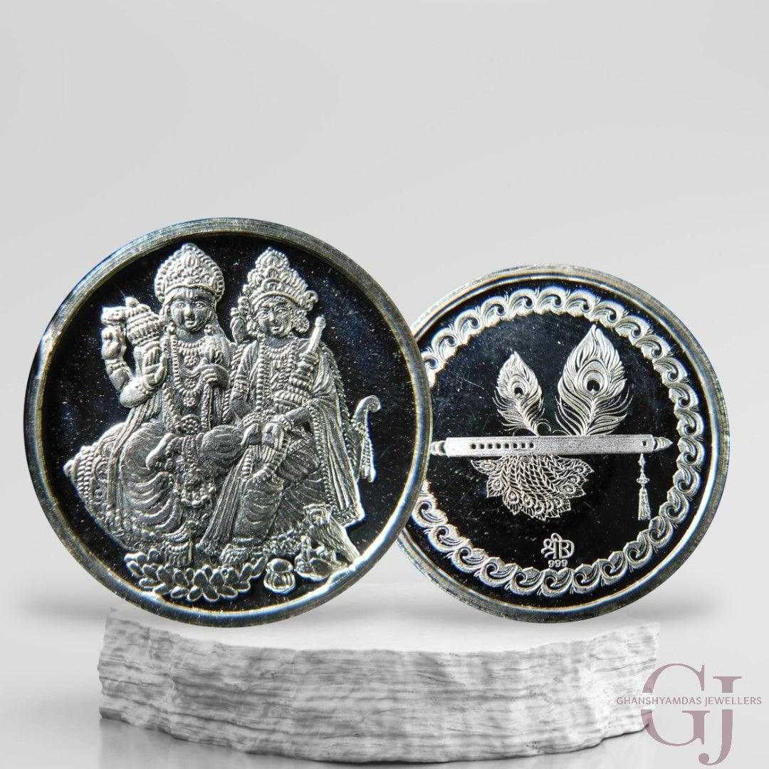 Goddess Lakshmi & Vishnu - 3D Silver Coin 24KT Purity 999 Round Shape 