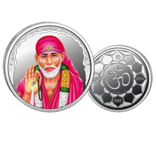 Sai Baba Color Fine Silver Coin Purity 999 Round Shape