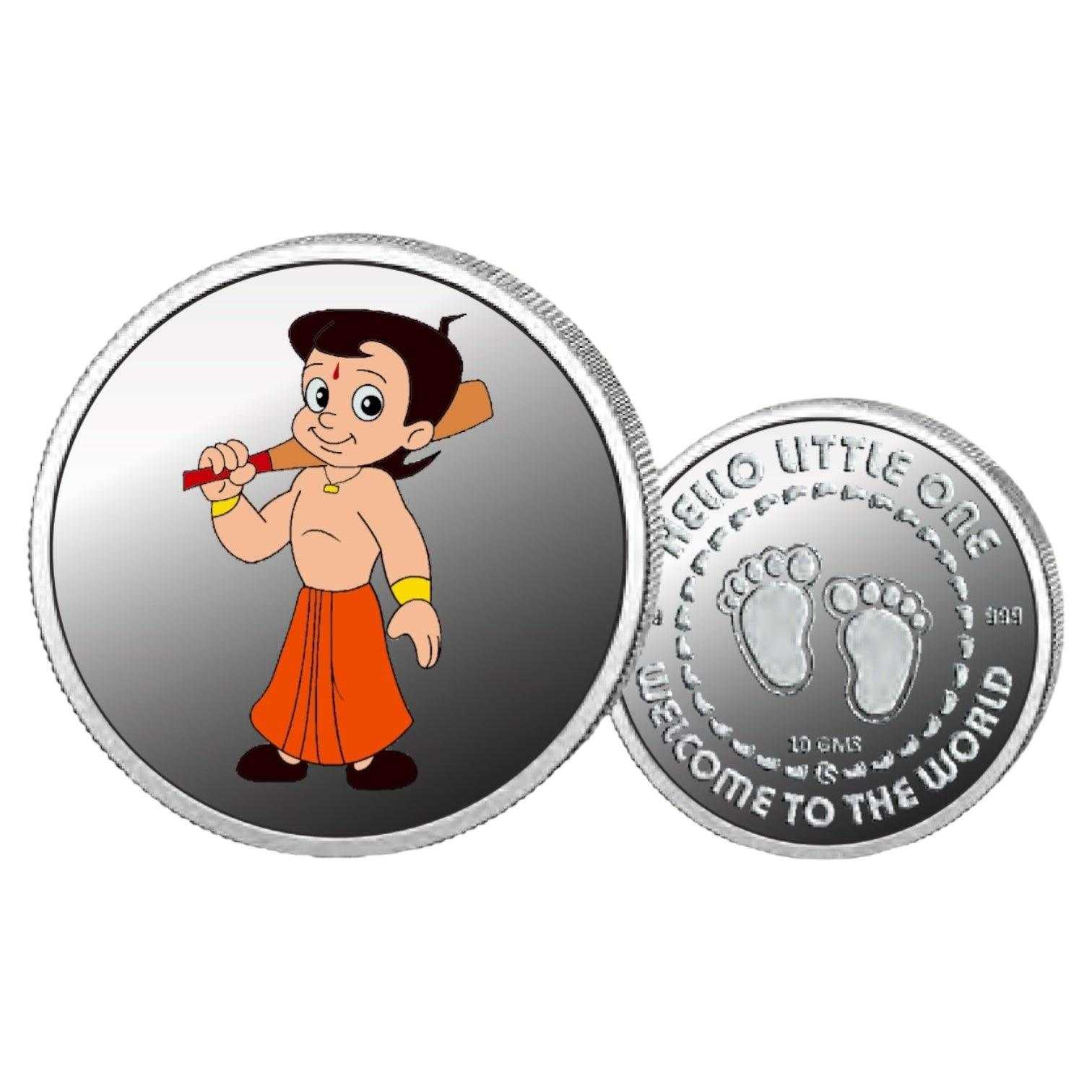 Chota Bheem- Color Fine Silver Coin Purity 999 Round Shape - Backside 