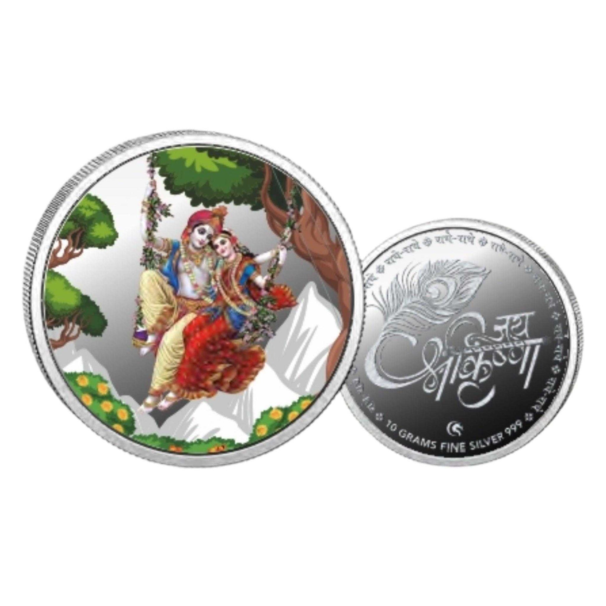 Radha Krishna - Color Fine Silver Coin Purity 999 Round Shape - Backsi