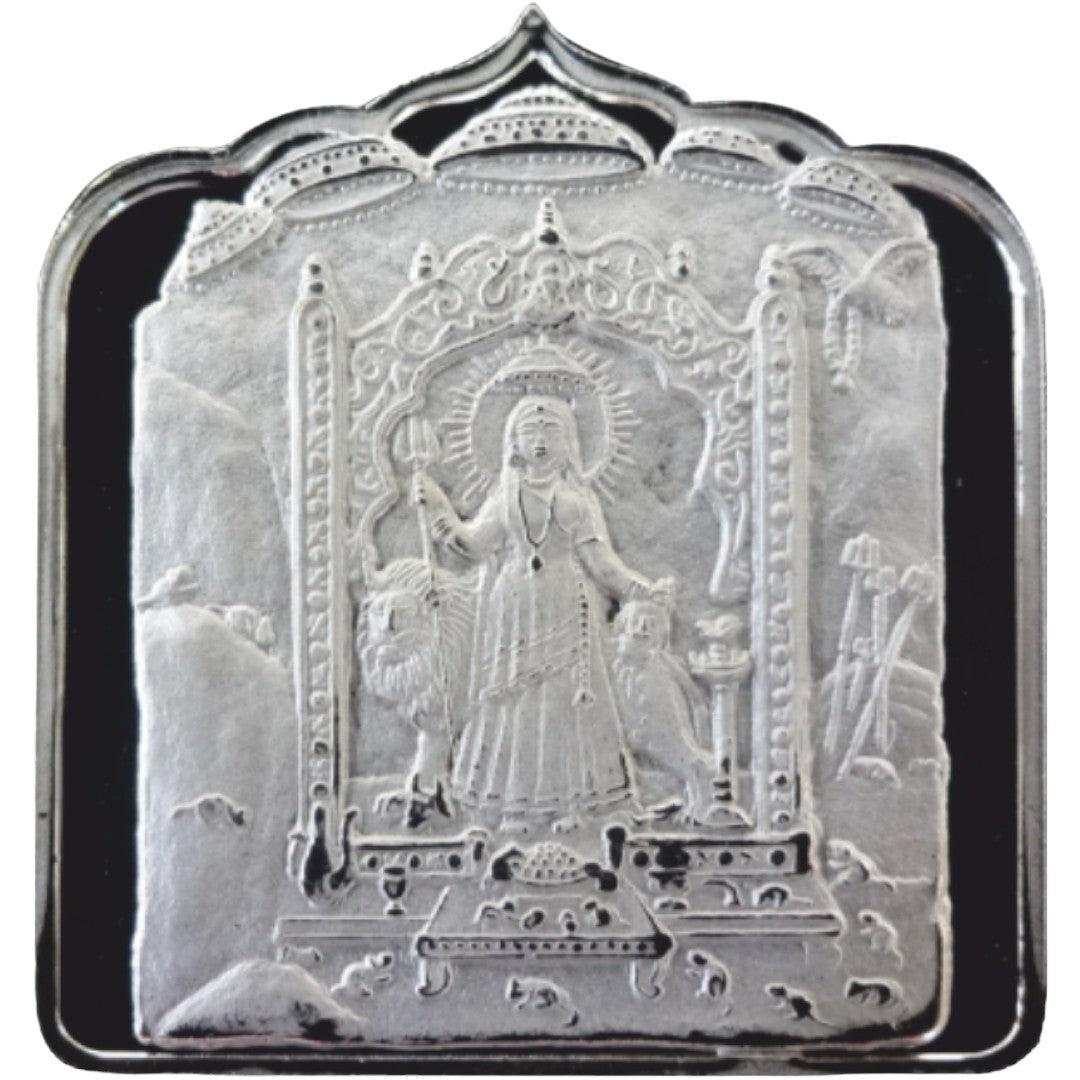 Goddess Karani Mata - 3D Silver Coin 24KT Purity 999 House Shape - Bac
